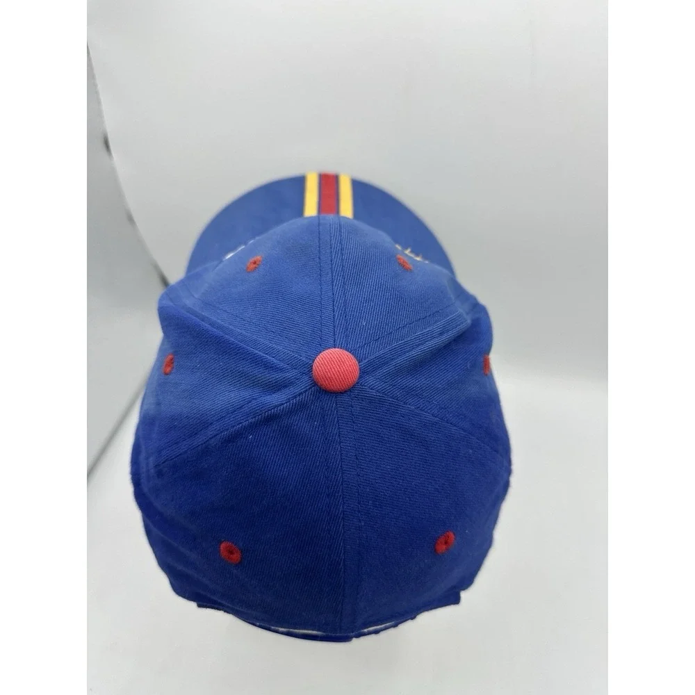 Vintage NASCAR Checkered Flag Sport Snapback Hat Blue Embroidered Racing